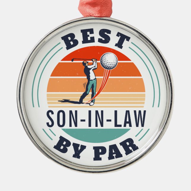 Best Son in Law By Par Retro Custom Golf Metal Ornament (Front)
