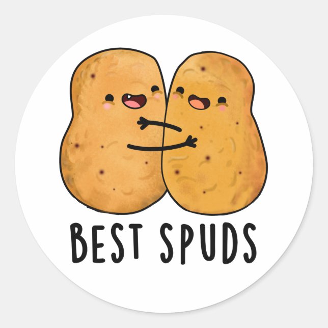 Best Spuds Funny Best Buddies Potato Pun  Classic Round Sticker (Front)