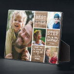 Best Step Dad Ever 4 Photo Collage Rustic Wood Plaque<br><div class="desc">Happy father's day gift idea for stepfather -A modern photo plaque with a collage grid created with 4 pictures and message on a trendy Wood  block.</div>