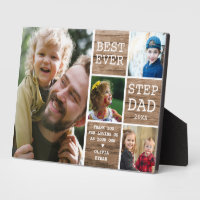 Best Step Dad Ever 4 Photo Collage Rustic Wood