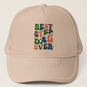 Best Step Dad Ever Colourful Retro Typography Trucker Hat