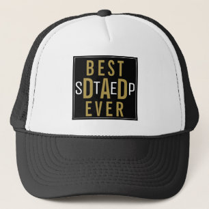 Best Step Dad Ever Father's Day Black And Gold Trucker Hat