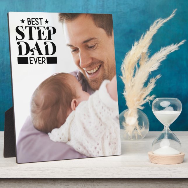 Best Step Dad Ever Fathers Day Custom Photo Plaque (Side)