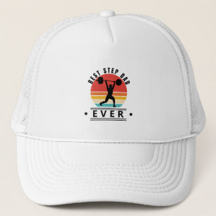 Best Step Dad Ever Sunset Weight Lifting Trucker Hat