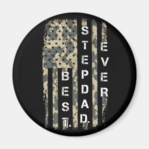 Best STEP DAD Ever Vintage Flag Camo Father Day Magnet