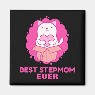 Best Step Mum Ever Cat with a Heart   Magnet