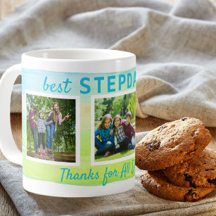 Best Stepdad Ever 3 Photo Painted Brushstroke Coffee Mug