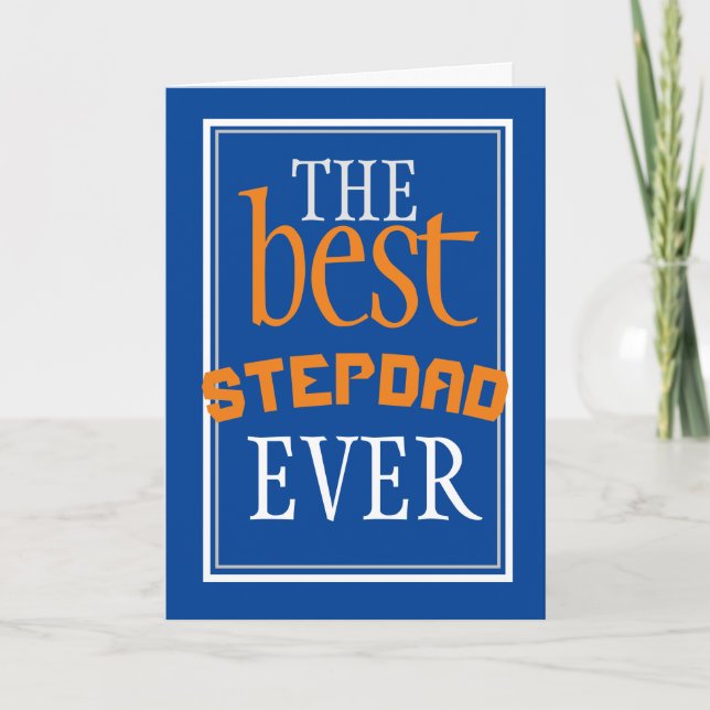 Best Stepdad Ever Blue Typography Card (Front)
