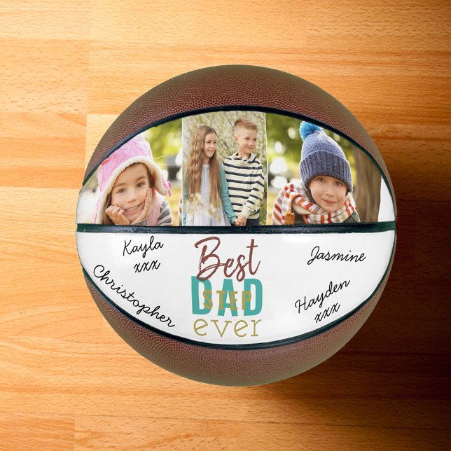 Best Stepdad Ever Custom 3 Photo Signed Basketball (Creator Uploaded)