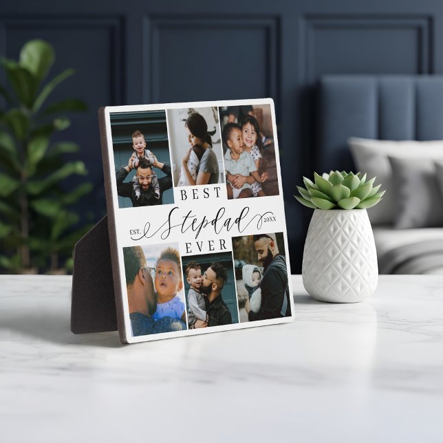 Best Stepdad Ever | Father's Day 6 Photo Collage Plaque (Best Stepdad Ever | Father's Day 6 Photo Collage Plaque)