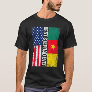 Best Stepdad Ever Father's Day Cameroon Us Flag T-Shirt