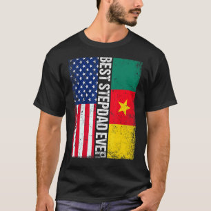 Best Stepdad Ever  Father's Day Cameroon Us Flag T-Shirt
