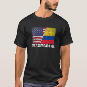 Best Stepdad Ever Father's Day Colombia Us Flag T-Shirt