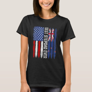 Best Stepdad Ever  Father's Day New Zealand Us Fla T-Shirt