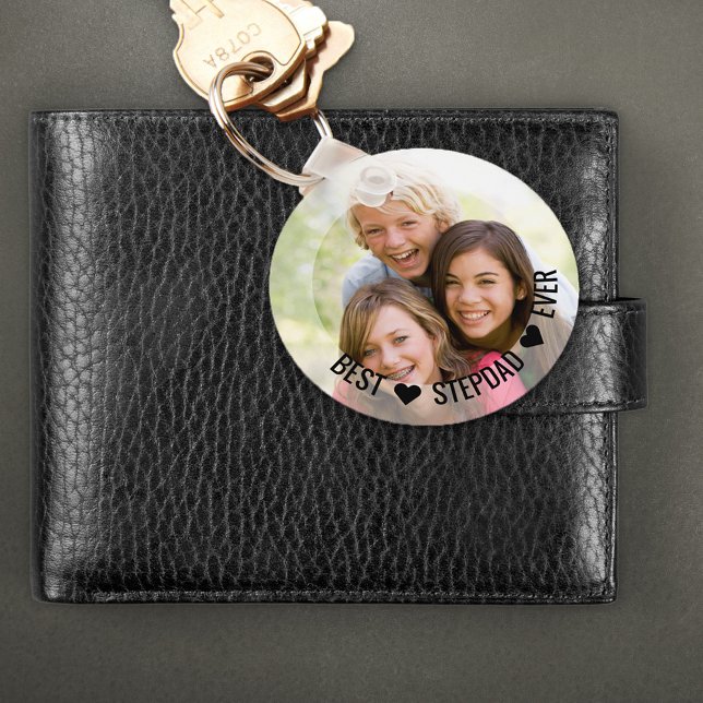 Best Stepdad Ever Happy Fathers Day Photo Keychain (Creator Uploaded)