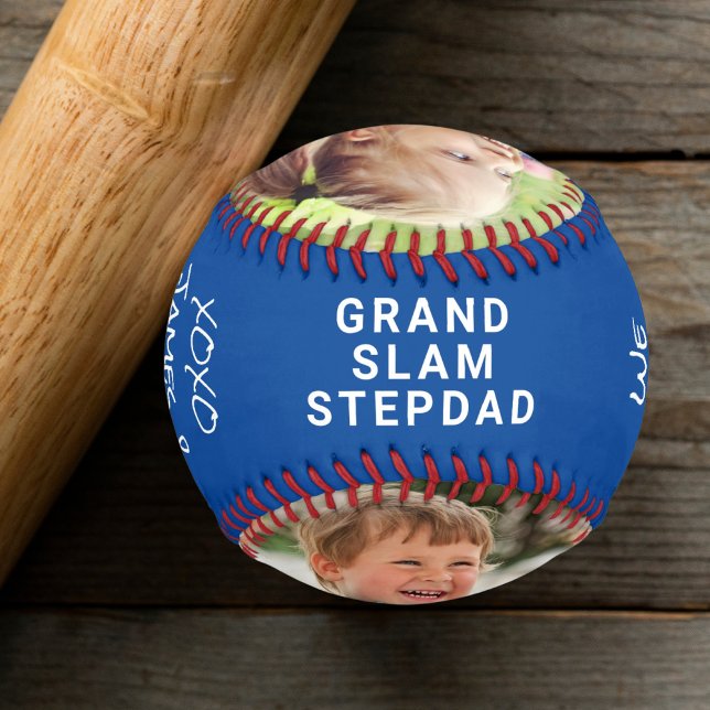 Best Stepdad Ever Personalised Photo Blue Baseball (Creator Uploaded)