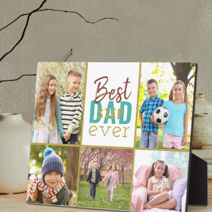 Best Stepdad Ever Teal 5 Photo Collage Plaque