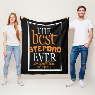 Best Stepdad Ever Typography Black Fleece Blanket