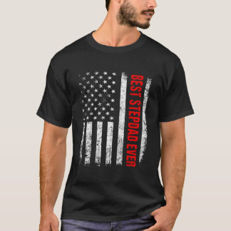 Best Stepdad Ever Us American Flag Fathers Day Dad T-Shirt
