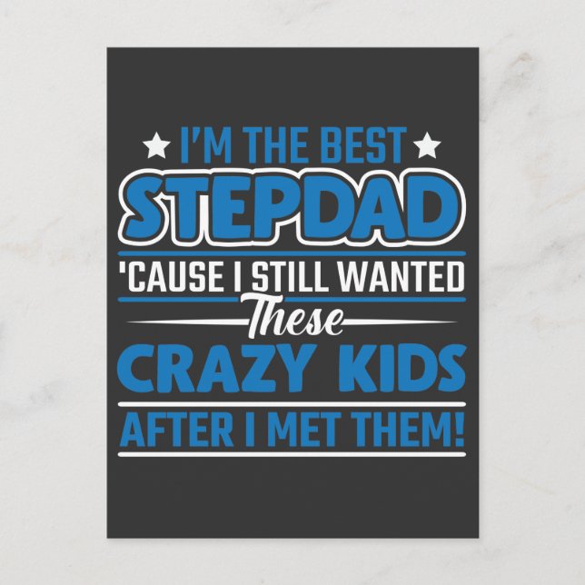 Best Stepdad with Crazy Kids Father's Day Gift Postcard (Front)