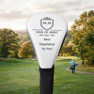 Best Stepfather Monogram Initials Man Of Merit Golf Head Cover