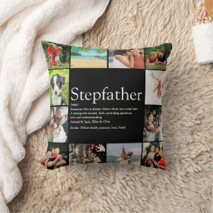 Best Stepfather, Stepdad Definition 12 Photo Black Cushion