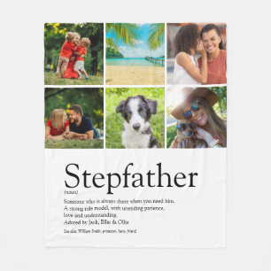 Best Stepfather, Stepdad Definition 6 Photo Fun Fleece Blanket