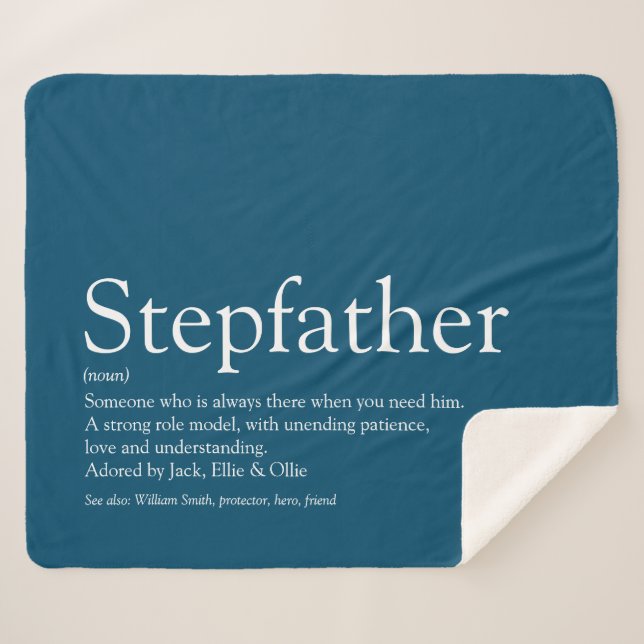 Best Stepfather Stepdad Ever Definition Fun Blue Sherpa Blanket (Front (Horizontal))