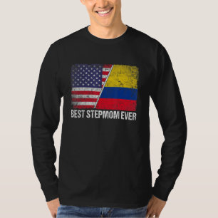 Best Stepmom Ever Mother's Day Colombia Us Flag T-Shirt