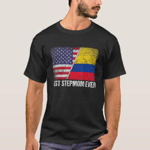 Best Stepmom Ever Mother's Day Colombia Us Flag T-Shirt