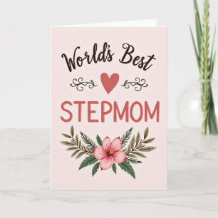 Best Stepmom Floral Heart Card