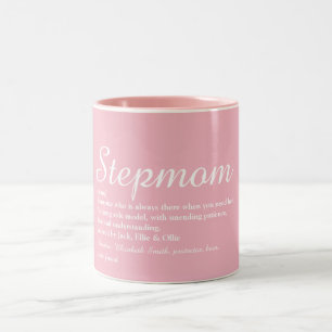Best Stepmom, Stepmother Definition Script Pink Two-Tone Coffee Mug