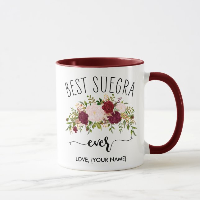 BEST SUEGRA ever (Your Name) - Maroon Bouquet Mug (Right)