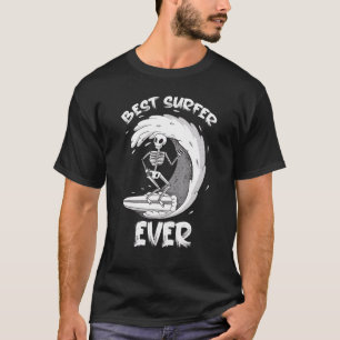Best Surfer Ever Skeleton Chasing Waves Surfing T-Shirt