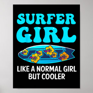Best Surfing Art For Girls Women Beach Surfer Surf Poster