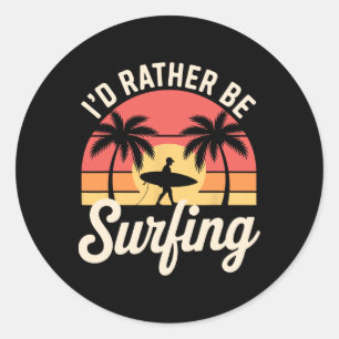 Best Surfing Art For Men Women Surfer Surf Surfboa Classic Round Sticker