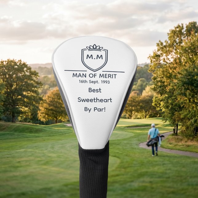 Best Sweetheart Monogram Initials Man Of Merit Golf Head Cover (Sweetheart golf club cover)