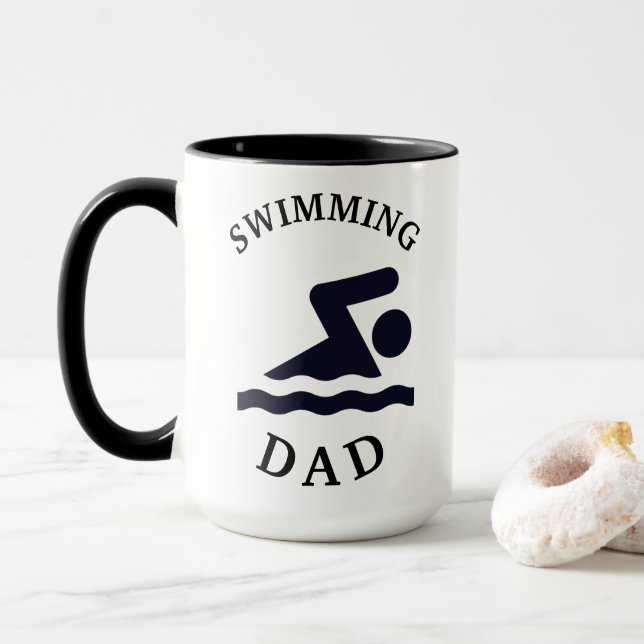 Best "SWIMMING DAD" Ever FATHER'S BIRTHDAY COFFEE Mug (With Donut)