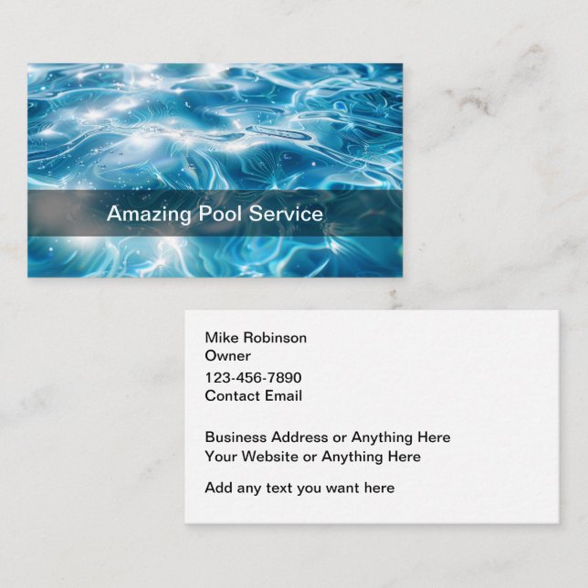 Best Swimming Pool Service Business Cards (Front/Back)