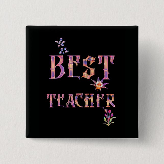 Best Teacher 15 Cm Square Badge (Front)