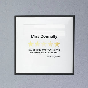 Best Teacher 5 Star Review Foil Prints