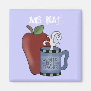 Best Teacher Apple Coffee Cup Fridge Magnet