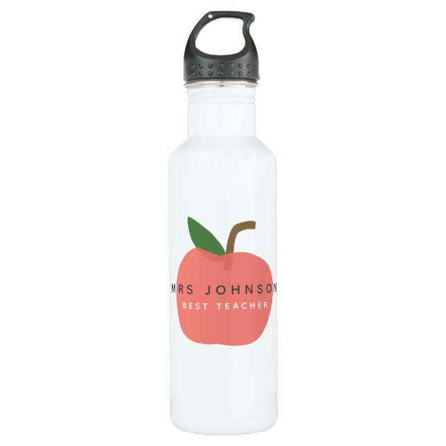 Best Teacher | Apple Cute Fun Modern Name Scandi 710 Ml Water Bottle (Front)