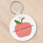 Best Teacher | Apple Cute Fun Modern Name Scandi Key Ring<br><div class="desc">A simple, stylish, vibrant apple fruit graphic design keyring in a fun, trendy, scandinavian minimalist style in shades or red pink and green which can be easily personalised with your teachers name by replacing "Mrs Johnson" and a tagline replacing "Best Teacher" to make a truly unique thank you gift for...</div>