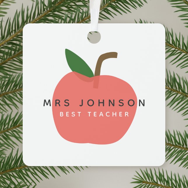 Best Teacher | Apple Cute Fun Modern Name Scandi Metal Tree Decoration (Creator Uploaded)