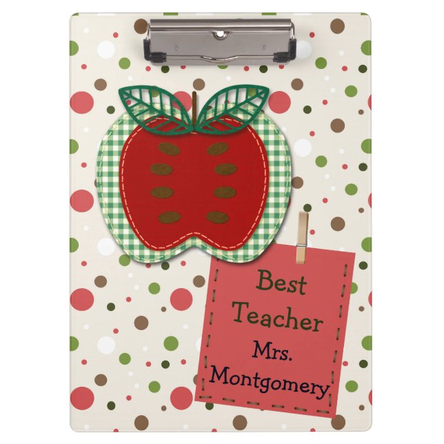 Best Teacher Apple Personalised Clipboard (Front)