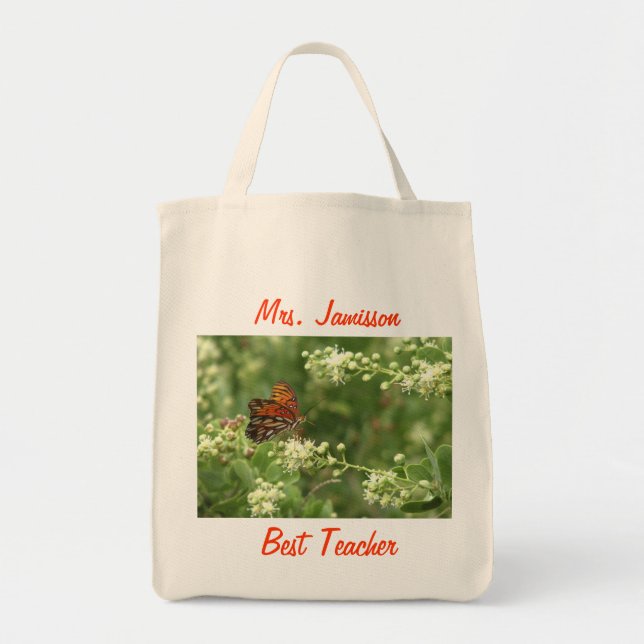 Best Teacher, Appreciation, Thank You, Butterfly Tote Bag (Front)