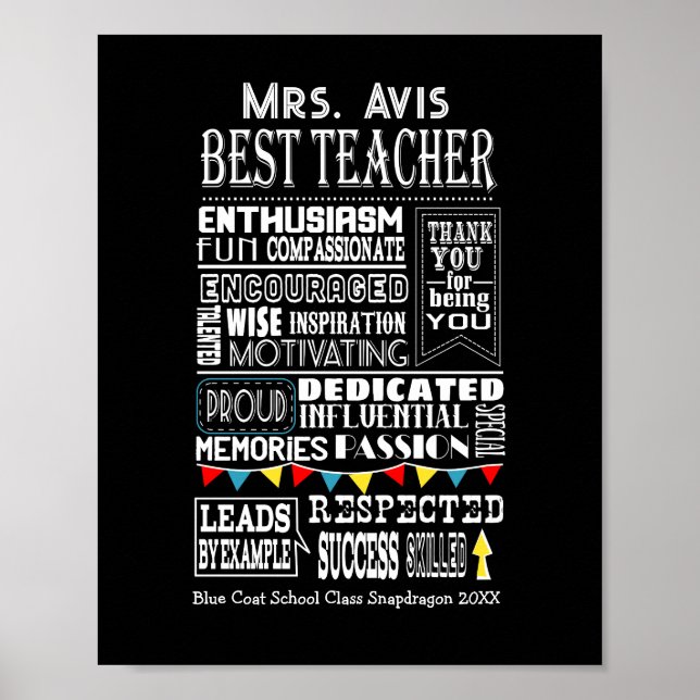 Best teacher appreciation thank you retirement poster (Front)