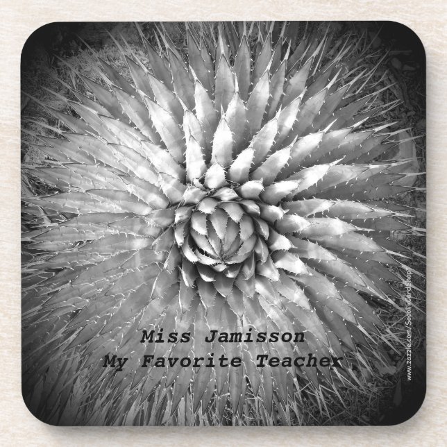 Best Teacher Black and White B&W Abstract Name Coaster (Front)