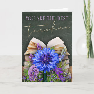 Best Teacher Chalkboard Floral Card